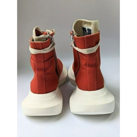 DRKSHDW Rick Owens Men's Army High Top Sneakers Orange Size 44 EU (MSRP $740) - Picture 8 of 10